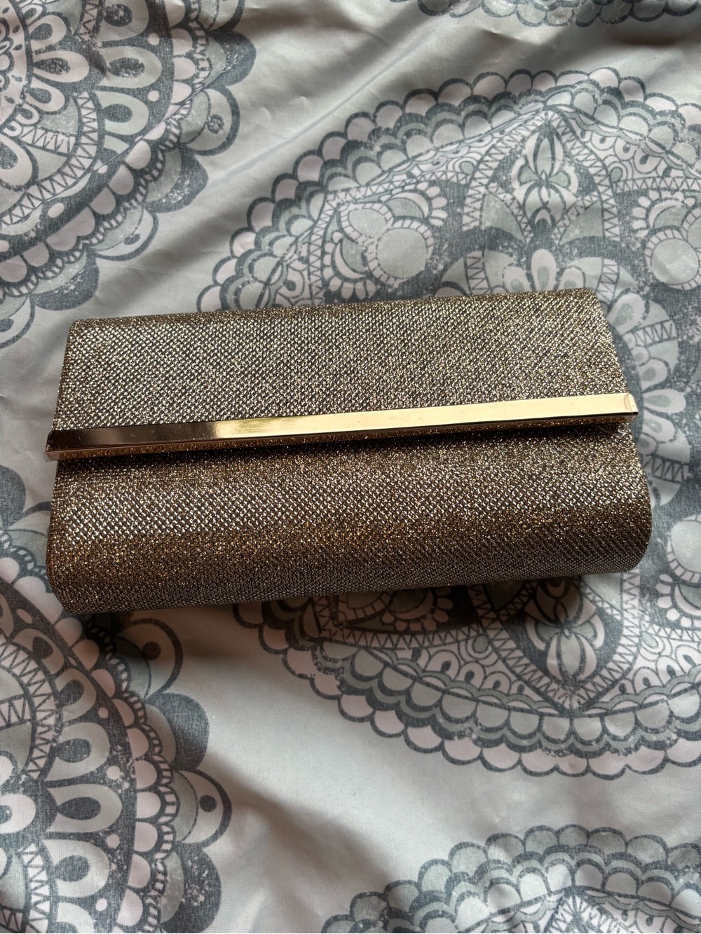 bareMinerals Gold Glitter Cosmetics Clutch with Metallic Trim